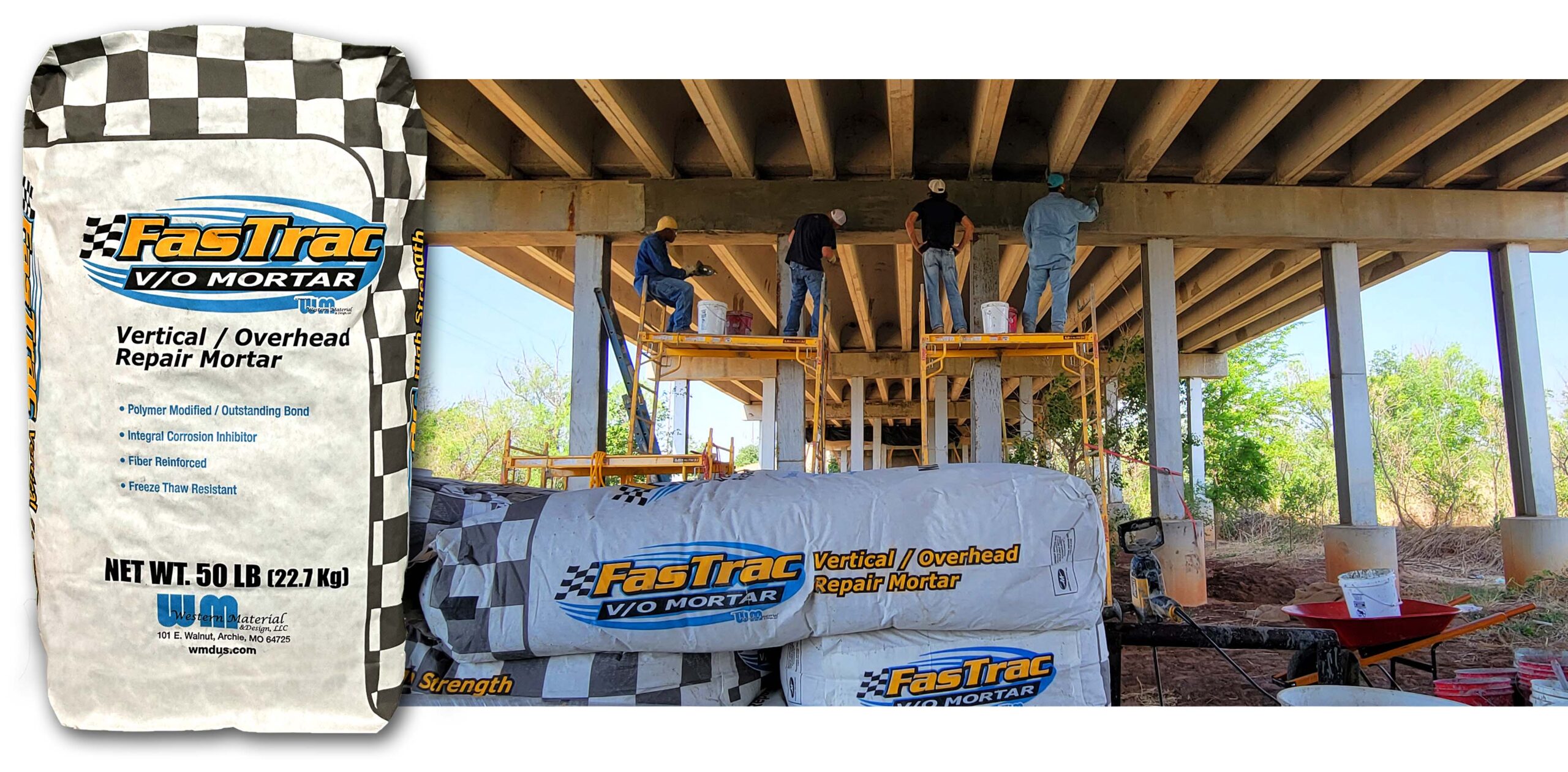 FasTrac VO Mortar being used to repair a bridge FasTrac VO Mortar being used to repair a bridge